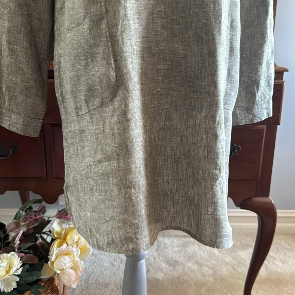 Artisan NY Khaki Green 100% Linen Dress Size Small - Picture 5 of 12
